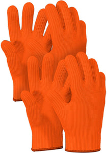 2 PAIRS Orange Heat Resistant Gloves Oven Gloves Heat Resistant With Fingers Oven Mitts Kitchen Pot Holders Cotton Gloves Kitchen Gloves Double Oven Mitt Set (Orange, 4 pcs)