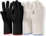 Load image into Gallery viewer, 2 PAIRS Long Sleeve Heat Resistant Gloves Long Oven Gloves Heat Resistant With Fingers Oven Mitts Kitchen Pot Holders Cotton Gloves Kitchen Gloves Double Oven Mitt Set Oven Gloves With Fingers
