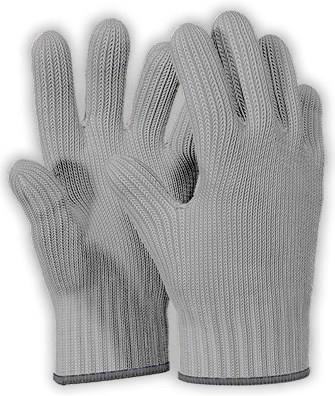 1 Pair Grey Heat Resistant Gloves Oven Gloves Heat Resistant With Fingers Oven Mitts Kitchen Pot Holders Cotton Gloves Kitchen Gloves Double Oven Mitt Set Oven Gloves With Fingers (Grey, 2pcs)