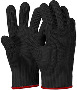 1 PAIR Heat Resistant Gloves Oven Gloves Heat Resistant With Fingers Oven Mitts Kitchen Pot Holders Cotton Gloves Kitchen Gloves Double Oven Mitt Set Oven Gloves With Fingers (Black, 2 pcs)