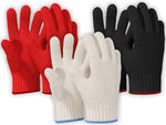 Load image into Gallery viewer, 3 PAIRS Heat Resistant Gloves Oven Gloves Heat Resistant With Fingers Oven Mitts Kitchen Pot Holders Cotton Gloves Kitchen Gloves Double Oven Mitt Set Oven Gloves With Fingers (Black White Red, 6 pcs)
