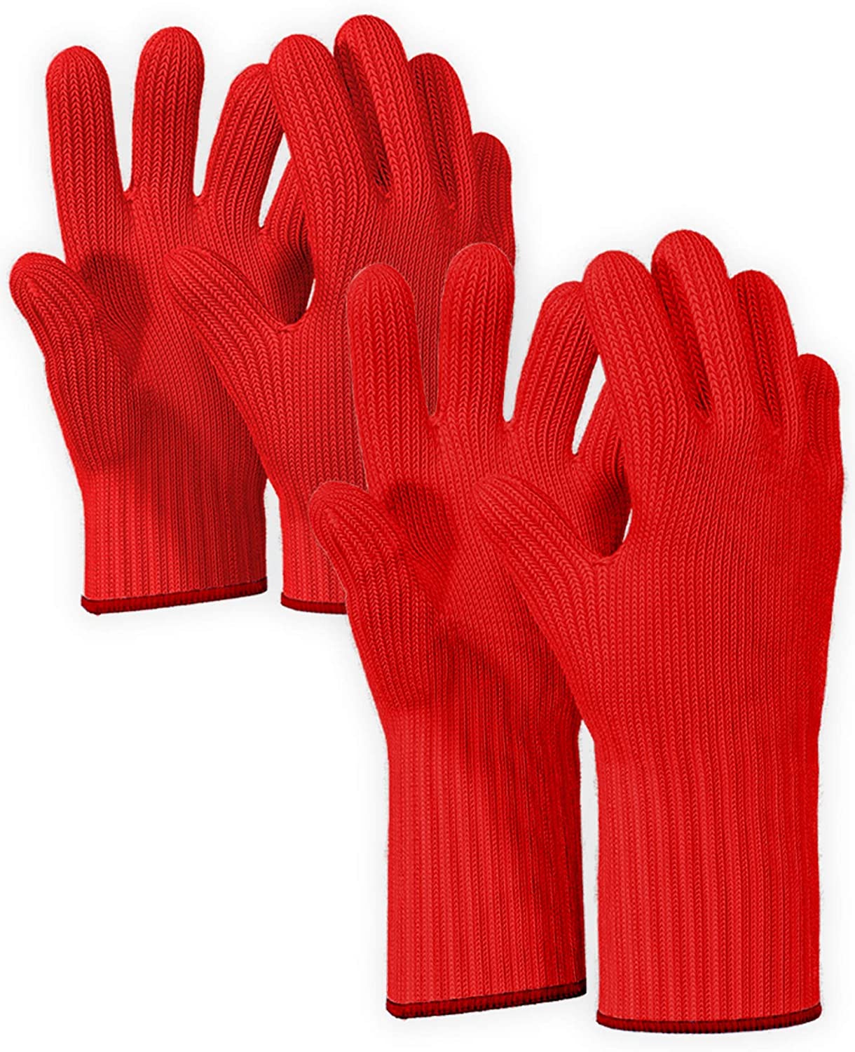 Long Sleeve Heat Resistant Gloves Oven Gloves Heat Resistant with Fingers  Oven Mitts Kitchen Pot Holders Cotton Gloves Long Kitchen Gloves Double  Oven