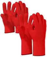 Load image into Gallery viewer, Killer&#39;s Instinct Outdoors 2 Pairs Red Heat Resistant Gloves Oven Gloves Heat Resistant with Fingers Oven Mitts Kitchen Pot Holders Cotton Gloves Kitchen Gloves Double Oven Mitt Set (Long+Standart)
