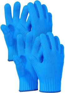 2 Pairs Blue Heat Resistant Gloves Blue Oven Gloves Heat Resistant With Fingers Oven Mitts Kitchen Pot Holders Cotton Gloves Kitchen Gloves Double Oven Mitt Set Oven Gloves With Fingers (Blue, 4 pcs)