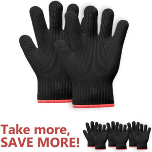 Killer's Instinct Outdoors 10 Pairs Heat Resistant Gloves Oven Gloves Heat Resistant with Fingers Black Oven Mitts Kitchen Pot Holders Cotton Gloves Kitchen Gloves Double Oven Mitt Set (Black, 20 pcs)