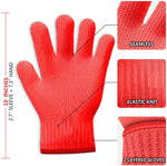 Load image into Gallery viewer, Killer&#39;s Instinct Outdoors 2 Pairs Heat Resistant Gloves Oven Gloves Heat Resistant with Fingers Red Oven Mitts Kitchen Pot Holders Cotton Gloves Red Kitchen Gloves Double Oven Mitt Set (2 sets,4 pcs)
