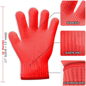 Killer's Instinct Outdoors 2 Pairs Heat Resistant Gloves Oven Gloves Heat Resistant with Fingers Red Oven Mitts Kitchen Pot Holders Cotton Gloves Red Kitchen Gloves Double Oven Mitt Set (2 sets,4 pcs)