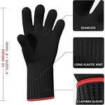 Load image into Gallery viewer, Killer&#39;s Instinct Outdoors 2 Pairs Black Heat Resistant Gloves Oven Gloves Heat Resistant with Fingers Oven Mitts Kitchen Pot Holders Cotton Gloves Kitchen Gloves Double Oven Mitt Set (Long+Standart)
