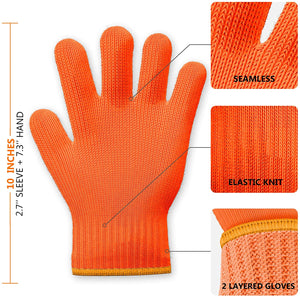 2 PAIRS Orange Heat Resistant Gloves Oven Gloves Heat Resistant With Fingers Oven Mitts Kitchen Pot Holders Cotton Gloves Kitchen Gloves Double Oven Mitt Set (Orange, 4 pcs)