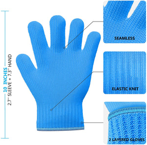 2 Pairs Blue Heat Resistant Gloves Blue Oven Gloves Heat Resistant With Fingers Oven Mitts Kitchen Pot Holders Cotton Gloves Kitchen Gloves Double Oven Mitt Set Oven Gloves With Fingers (Blue, 4 pcs)