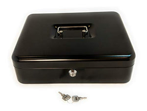 Cash Box | Portable Money Box | Petty Cash | Keyed | Coin Tray with Lid | Extra Storage for Rolled Coins, Checks and Other Valuables