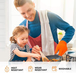 Load image into Gallery viewer, 2 PAIRS Orange Heat Resistant Gloves Oven Gloves Heat Resistant With Fingers Oven Mitts Kitchen Pot Holders Cotton Gloves Kitchen Gloves Double Oven Mitt Set (Orange, 4 pcs)
