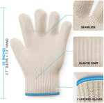 Load image into Gallery viewer, 2 Pairs White Long Sleeve Heat Resistant Gloves Oven Gloves Heat Resistant with Fingers Oven Mitts Kitchen Pot Holders Cotton Gloves Kitchen Gloves Double Oven Mitt Set (Long+Standart)
