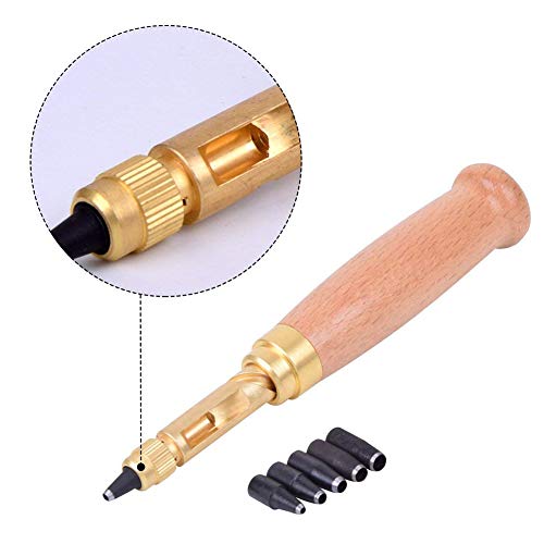 Japanese Screw Punch,Screw Hole Punch/Auto Leather Tool Book Drill 6 Tips Sizes 1.5-4mm for Sewing Leather Paper Craft Adjustable Screw Hole Punch Bookbinding Tool