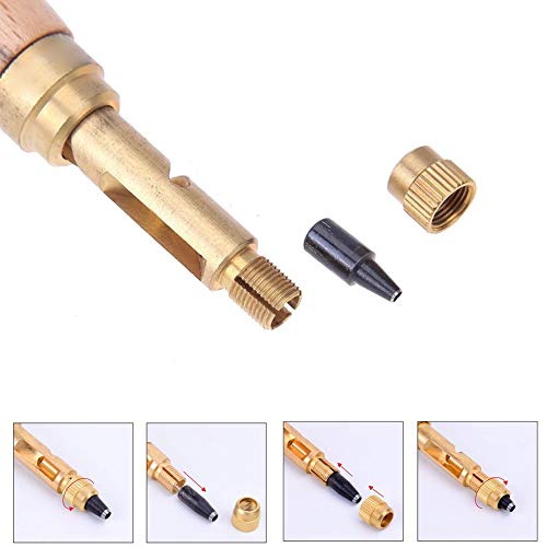 Japanese Screw Punch,Screw Hole Punch/Auto Leather Tool Book Drill 6 Tips Sizes 1.5-4mm for Sewing Leather Paper Craft Adjustable Screw Hole Punch Bookbinding Tool