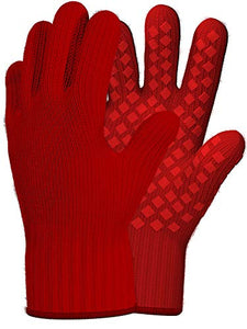 Heat Resistant Gloves Oven Gloves Heat Resistant Red BBQ Gloves For Grilling Gloves Cooking Heat Resistant Gloves Kitchen Heat Gloves High Temp Grill Gloves with Silicone (Meta-Aramid, 1 pair)