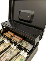 Load image into Gallery viewer, Cash Box | Portable Money Box | Petty Cash | Keyed | Coin Tray with Lid | Extra Storage for Rolled Coins, Checks and Other Valuables
