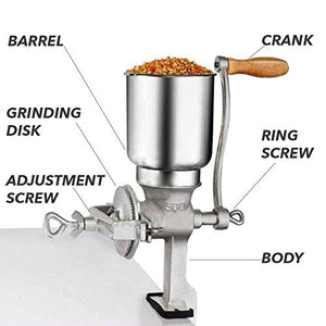 Grain Mill Iron Wondermill Grain Grinder Manual Mill Food Grinder Hand Crack Corn Grinder Crank Grains Oats Corn Wheat Coffee Nuts Malt Mill Hand Operated Grain Mill