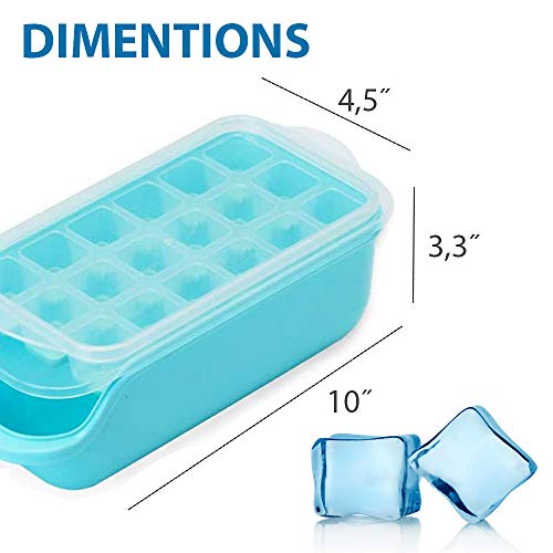Bpa-free Blue Ice Trays & Ice Bin & Scoop - Mini Ice Cube Trays