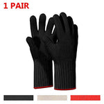 Load image into Gallery viewer, 1 PAIR Long Heat Resistant Gloves Oven Gloves Heat Resistant With Fingers Oven Mitts Kitchen Pot Holders Cotton Gloves Long Kitchen Gloves Double Oven Mitt Set Oven Gloves With Fingers (Black, 2 pcs)
