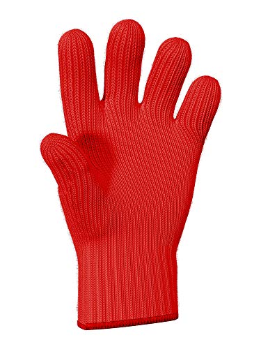 Heat Resistant Oven Gloves with Fingers - 1 pcs Red Kitchen Oven Mitt Set - Pot Holders Cotton Gloves - Double Oven Kitchen Glove