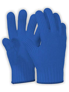 Heat Resistant Oven Gloves with Fingers - 1 Pairs Blue Classic Kitchen Oven Mitt Set - Pot Holders Cotton Gloves - Double Oven Kitchen Glove