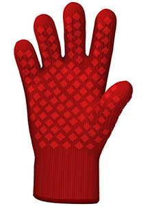 1 PCS Heat Resistant Glove Oven Gloves Heat Resistant Red BBQ Gloves For Grilling Gloves Heat Resistant Cooking Heat Resistant Gloves Kitchen Heat Gloves High Temp Grill Gloves with Silicone