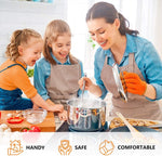 Load image into Gallery viewer, 2 PAIRS Orange Heat Resistant Gloves Oven Gloves Heat Resistant With Fingers Oven Mitts Kitchen Pot Holders Cotton Gloves Kitchen Gloves Double Oven Mitt Set (Orange, 4 pcs)
