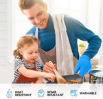 Load image into Gallery viewer, 2 Pairs Blue Heat Resistant Gloves Blue Oven Gloves Heat Resistant With Fingers Oven Mitts Kitchen Pot Holders Cotton Gloves Kitchen Gloves Double Oven Mitt Set Oven Gloves With Fingers (Blue, 4 pcs)
