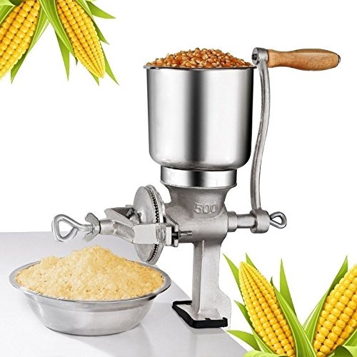 Hand Operated Corn Grain Mill Grinder Useful Kitchen Tool with Big Hopper – Adjustable for Corn, Coffee. Food, Wheat, Oats, Nut, Herbs, Spices, Seeds Grinder – Great for Restaurants, Commercial Kitchens, Bakery, Home Cook