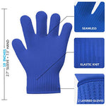 Load image into Gallery viewer, Heat Resistant Oven Gloves with Fingers - 1 Pairs Blue Classic Kitchen Oven Mitt Set - Pot Holders Cotton Gloves - Double Oven Kitchen Glove
