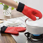 Load image into Gallery viewer, 2PCS Red Black Professional Extra Large Silicone Oven Mitts and Pot Holders Oven Gloves Heat Resistant Gloves Kitchen Mittens BBQ Gloves for Cooking Grill Gloves Rubber Oven Mitt Cooking Gloves
