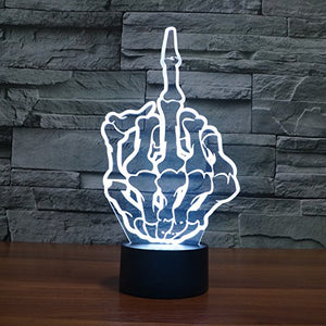 SUPERNIUDB Middle Finger Gesture Funny Home Decor Night Lamp 3D Switch LED Desk Light