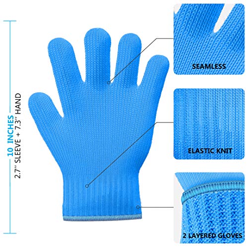 1 Pair Blue Heat Resistant Gloves Blue Oven Gloves Heat Resistant With Fingers Oven Mitts Kitchen Pot Holders Cotton Gloves Kitchen Gloves Double Oven Mitt Set Oven Gloves With Fingers (Blue, 2pcs)