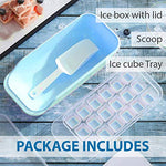 Load image into Gallery viewer, Ice Cube Trays Easy Release Ice Cube Tray Container Set with Lid Creative Plastic Storage Box Portable Ice Scoop BPA Free Whiskey Cocktail Smoothie Drink (Blue)
