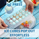 Load image into Gallery viewer, Ice Cube Trays Easy Release Ice Cube Tray Container Set with Lid Creative Plastic Storage Box Portable Ice Scoop BPA Free Whiskey Cocktail Smoothie Drink (Blue)
