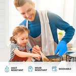 Load image into Gallery viewer, 1 Pair Blue Heat Resistant Gloves Blue Oven Gloves Heat Resistant With Fingers Oven Mitts Kitchen Pot Holders Cotton Gloves Kitchen Gloves Double Oven Mitt Set Oven Gloves With Fingers (Blue, 2pcs)
