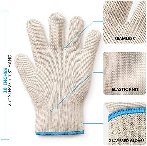 Heat Resistant Oven Glove with Fingers -1 pcs White Kitchen Oven Mitt Set - Pot Holders Cotton Gloves - Double Oven Kitchen Gloves