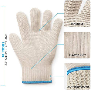 Heat Resistant Oven Glove with Fingers -1 pcs White Kitchen Oven Mitt Set - Pot Holders Cotton Gloves - Double Oven Kitchen Gloves