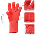 Load image into Gallery viewer, 1 Pair Long Sleeve Heat Resistant Gloves Oven Gloves Heat Resistant with Fingers Red Oven Mitts Kitchen Pot Holders Cotton Gloves Red Long Kitchen Gloves Double Oven Mitt Set (2 pcs)
