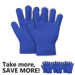 Heat Resistant Oven Gloves with Fingers - 1 Pairs Blue Classic Kitchen Oven Mitt Set - Pot Holders Cotton Gloves - Double Oven Kitchen Glove