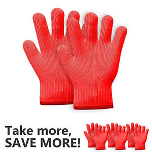 Killer's Instinct Outdoors 2 Pairs Heat Resistant Gloves Oven Gloves Heat Resistant with Fingers Red Oven Mitts Kitchen Pot Holders Cotton Gloves Red Kitchen Gloves Double Oven Mitt Set (2 sets,4 pcs)