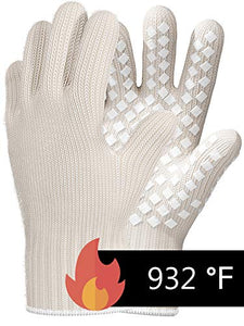 Heat Resistant Gloves Oven Gloves Heat Resistant White BBQ Gloves For Grilling Gloves Cooking Heat Resistant Gloves Kitchen Heat Gloves High Temp Grill Gloves with Silicone (Meta-Aramid, 1 pair)