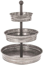 Load image into Gallery viewer, 3 Tier Serving Tray Vintage Galvanized Metal Stand Kitchen Tiered Home Farmhouse Style Decor Rustic Country Cupcake Stand Bar Accessories for Indoor Outdoor Use (Silver)
