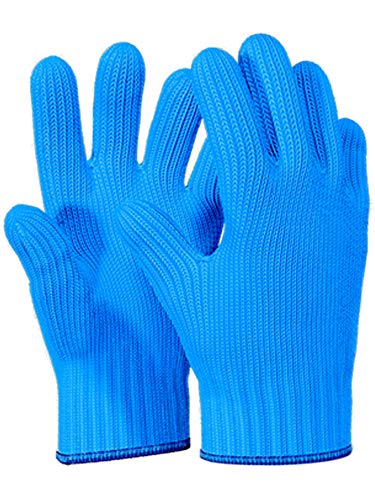 1 Pair Blue Heat Resistant Gloves Blue Oven Gloves Heat Resistant With Fingers Oven Mitts Kitchen Pot Holders Cotton Gloves Kitchen Gloves Double Oven Mitt Set Oven Gloves With Fingers (Blue, 2pcs)