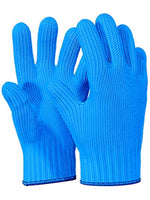 Load image into Gallery viewer, 1 Pair Blue Heat Resistant Gloves Blue Oven Gloves Heat Resistant With Fingers Oven Mitts Kitchen Pot Holders Cotton Gloves Kitchen Gloves Double Oven Mitt Set Oven Gloves With Fingers (Blue, 2pcs)
