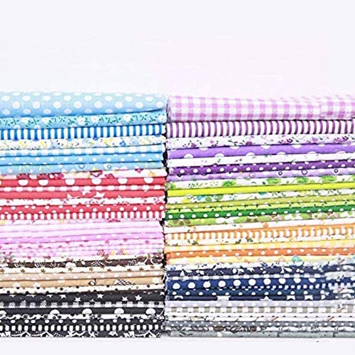 50pcs 8 x 8 inches Multicolor Cotton Fabric Bundle Squares for Quilting  Sewing, Precut Fabric Squares for Craft Patchwork 