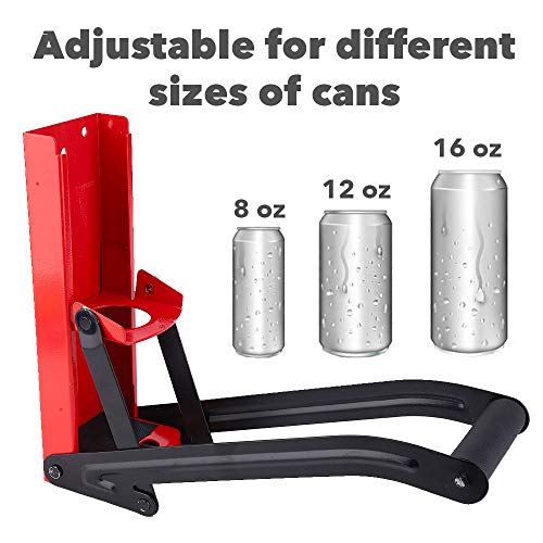 Red Can Crusher Wall Mounted Aluminum Can Crusher 16oz 12oz 8oz Heavy Duty Can Crushers For Recycling Wall Mounted Beer Can Opener And Crush Bottle Two Features In One Can Press