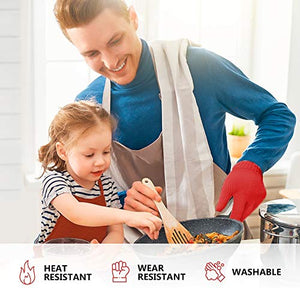 1 PAIR Heat Resistant Gloves, Oven Gloves With Fingers