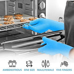 Load image into Gallery viewer, Heat Resistant Oven Gloves with Fingers - 2 Pairs Blue Kitchen Oven Mitt Set - Pot Holders Cotton Gloves - Double Oven Kitchen Gloves
